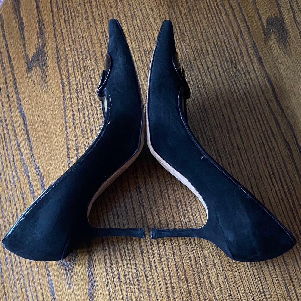 Jimmy Choo Black Suide Heels with Buckle Detail - Picture 3 of 13